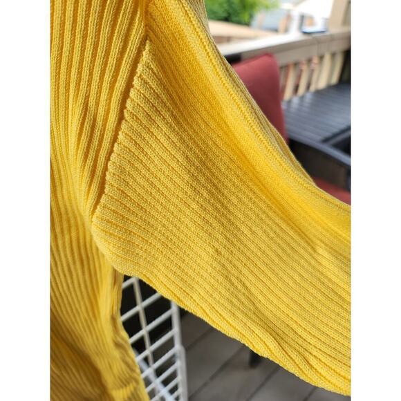 Zara Ribbed Knit Sweater w Open Back/ Black Strap in Bright Yellow, sz Small - Picture 5 of 15